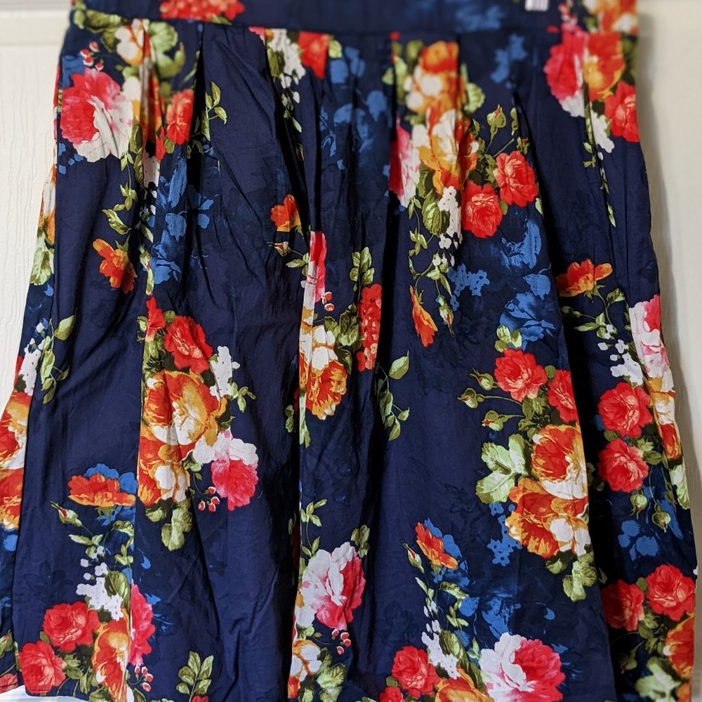NWOT Floral Pleated Circle Skirt Pockets Plus 2X